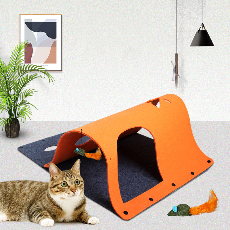 Foldaway Felt Cat Tunnel & Nest for indoor cats — MEWSWELL