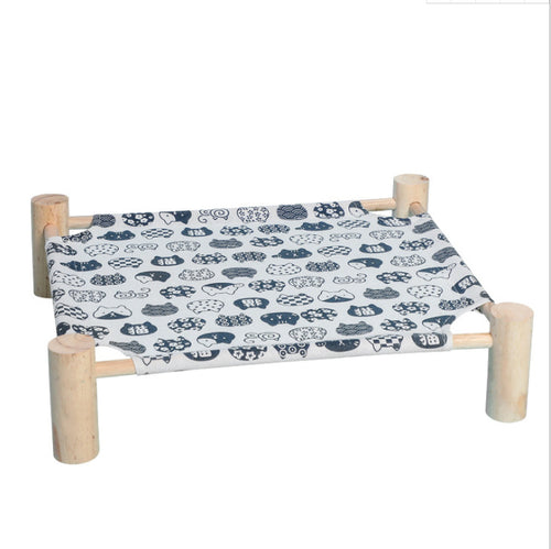 Compact Wood & Canvas Cat Hammock product image — MEWSWELL