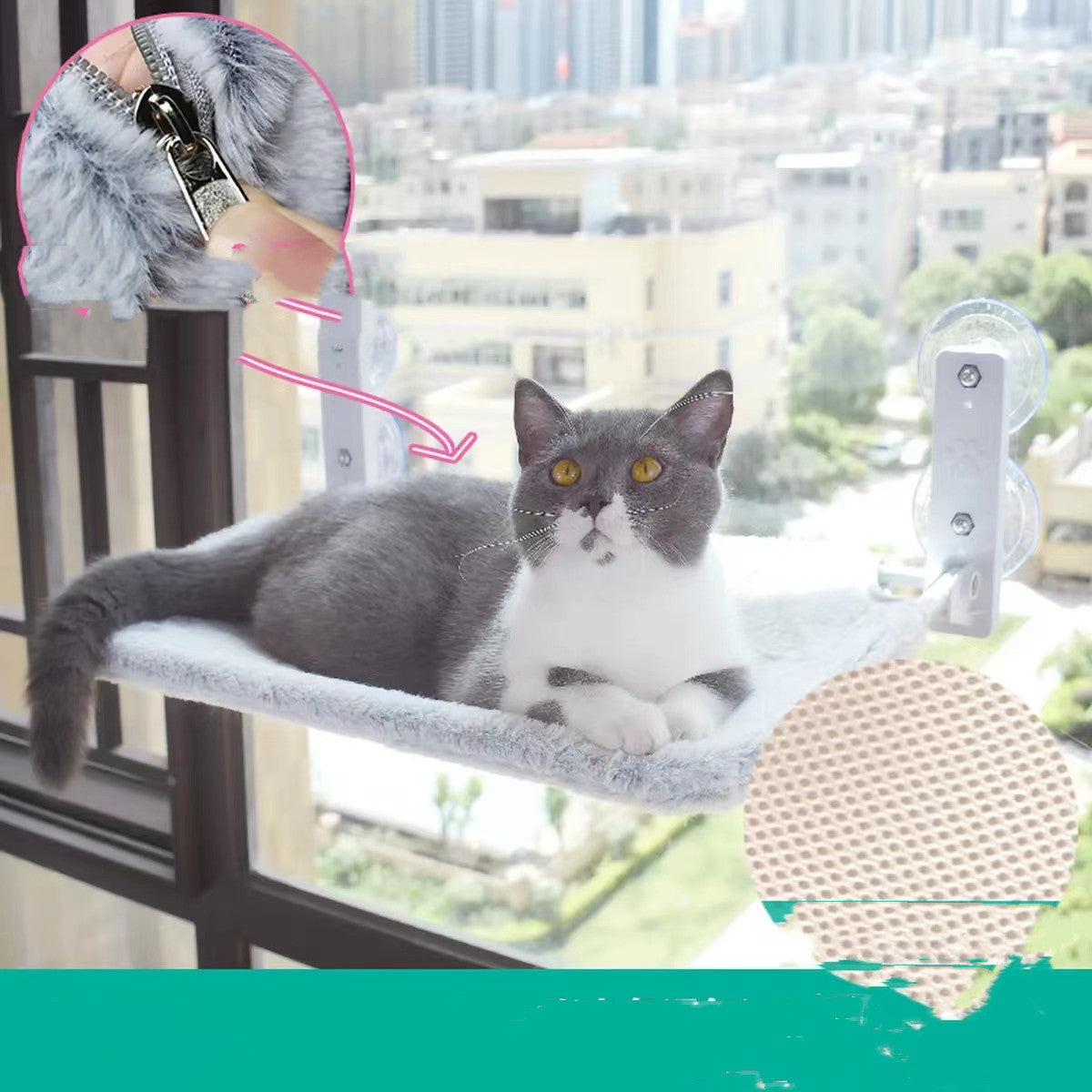 Space-Saving Window Cat Hammock alternate product view — MEWSWELL